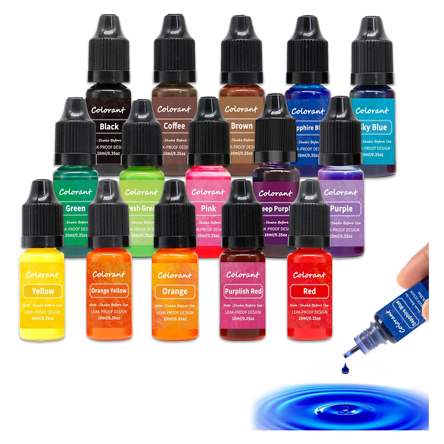 Candle Dye, 15 Colours Candle Dye for Soy Wax, Oil-Based Highly Concentrated Candles Colour Dyes Liquid Dyes for Wax Melts, Each 10ML