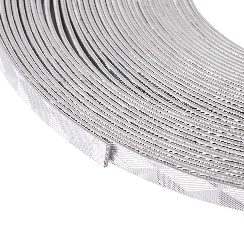 Fashewelry 32.8 Feet Silver Aluminum Flat Wire 5mm Wide Flexible Metal Artistic Beading Wire for DIY Sculpture and Crafts