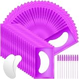 URAQT Eye Gel Pads and Patches 50 Pairs 10 Brushes Premium Lint-Free Purple
