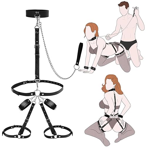 Sex Bondage Wrist & Thigh Cuffs BDSM Restraints Set Adult Sex Toys for Couples Neck to Sex Bondage Wrist & Thigh Cuffs BDSM Restraints Set Adult Sex Toys for Couples Neck to