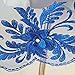 3D Beaded Flower Sequence lace Applique Motif Sewing Bridal Wedding 3in1 20cmx72cm (Royal Blue)