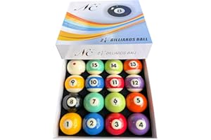 HMQQ Billiard Balls Set, Deluxe 2-1/4" Regulation Size Billiard Pool Balls for Replacement (16 Resin Balls)