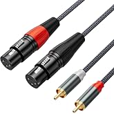 JOMLEY Dual XLR Female to Dual RCA Male HiFi Audio Cable, 3.3FT | 2 XLR Female to 2 RCA Audio Cable, 4N OFC Wire, Gold-Plated Nylon Braided Stereo Interconnect Cord for Mixer, Amp, Speaker
