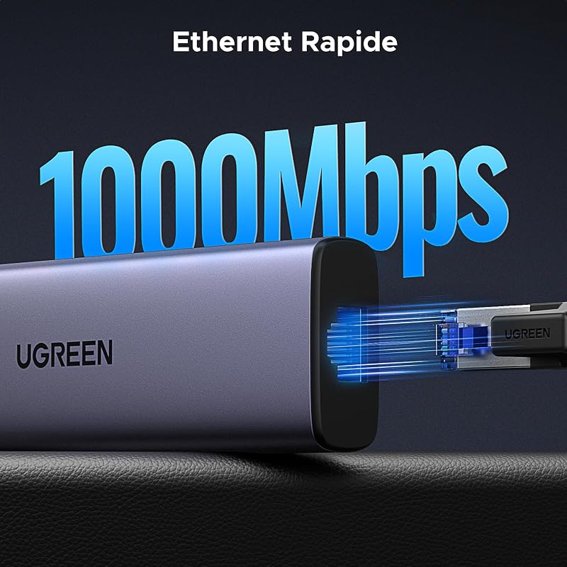 Revodok 1061 Hub USB C 6 en 1 Adaptateur Ethernet Gigabit