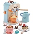 Tiny Land Kids Coffee Maker Wooden Kitchen Toys - 17Pcs Toy Coffee Maker Playset - Wooden Play Toys, Play Kitchen Accessories