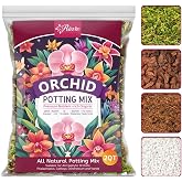 Riare 2QT Orchid Potting Mix for Repotting, Pre-Mixed &amp; Ready-to-Use | Drainage &amp; Airflow, Moisture Balance, 4-in-1 Orchid Potting Soil with Pine Bark, Perlite, Coco Peat &amp; Moss for Indoor Plants