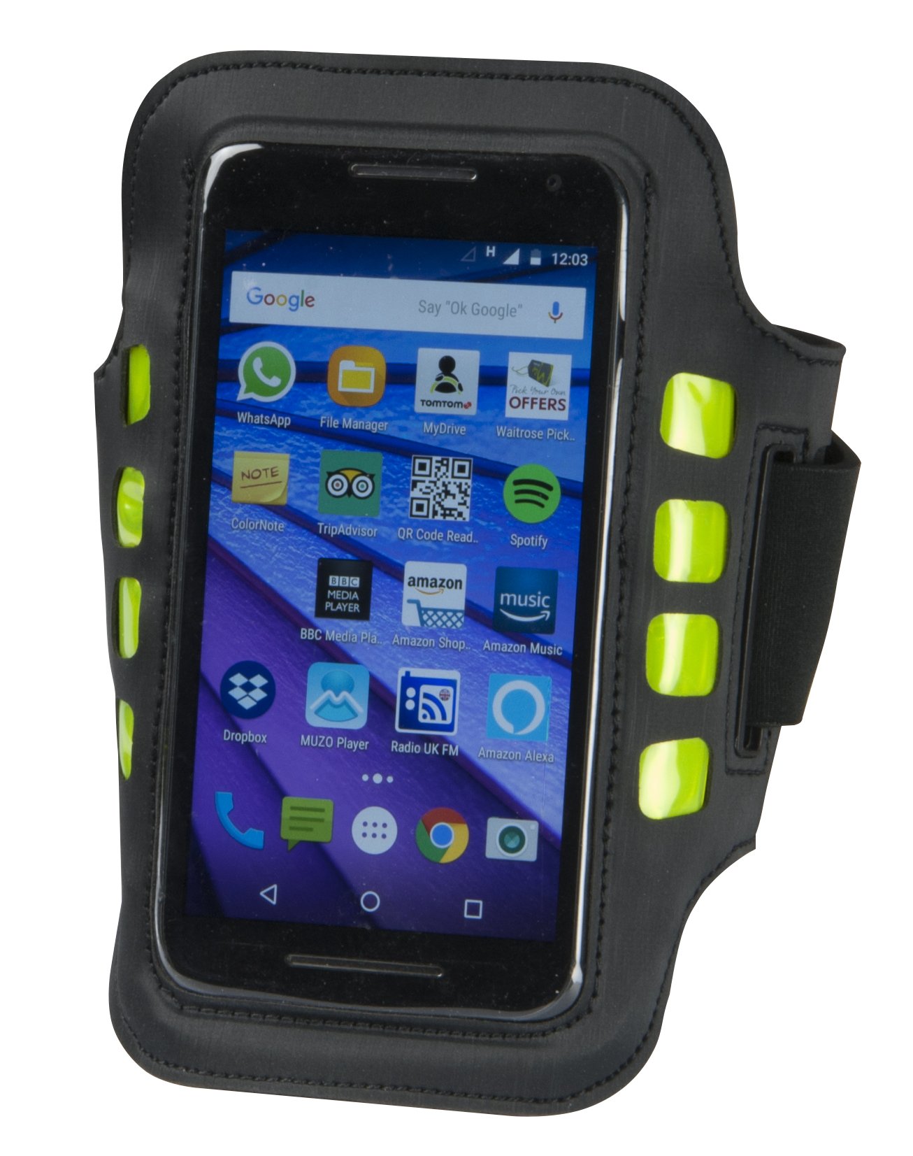 Aura Unisex LED Armband Hi Visibility Phone Holder, Black, One Size