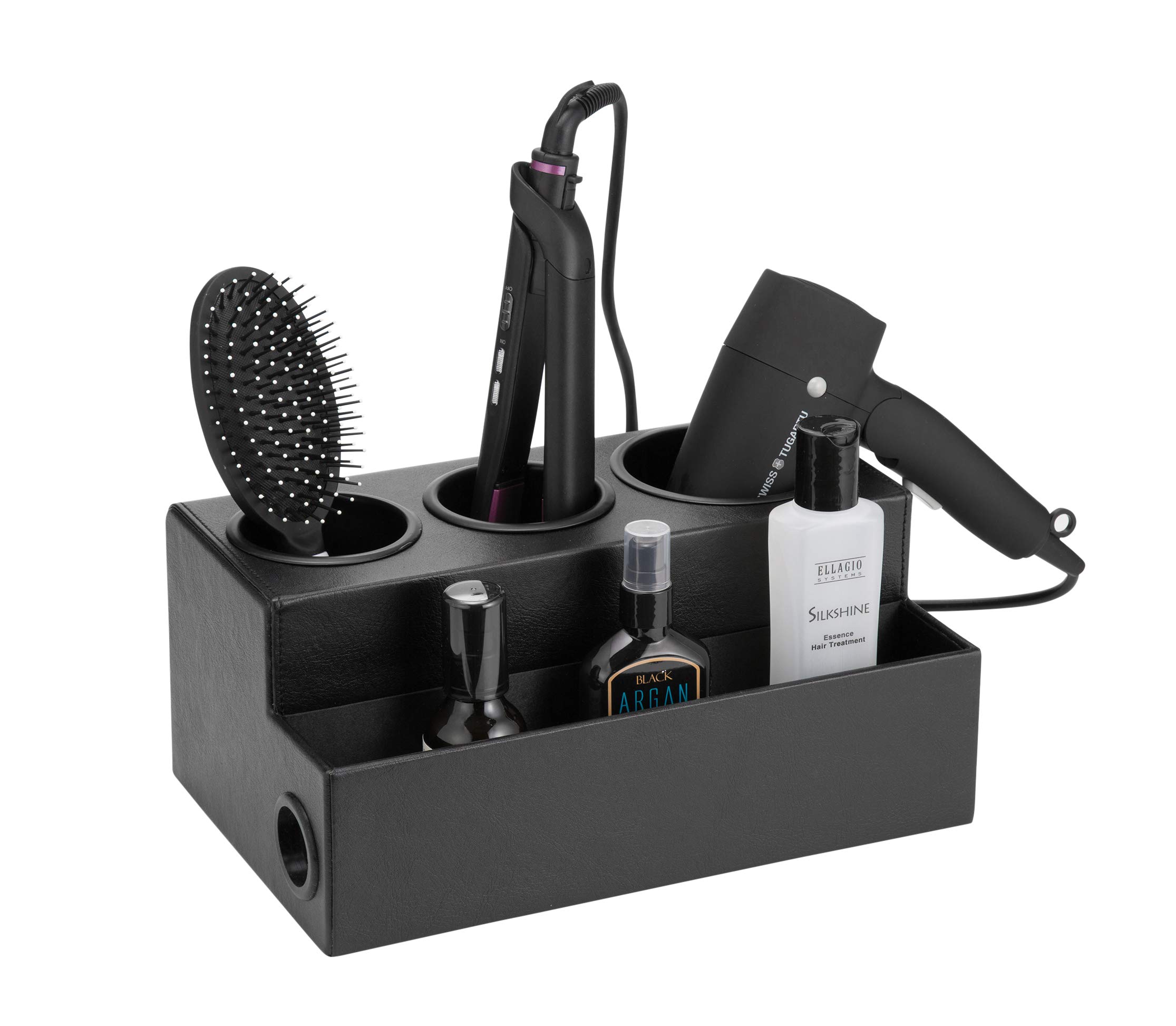 Photo 1 of Hair Dryer Holder Hair Tool and Styling Organizer, Bathroom Countertop Blow Dryer Organizer, Vanity Storage Stand for Accessories, Makeup, Toiletries (Black) – MK154C
