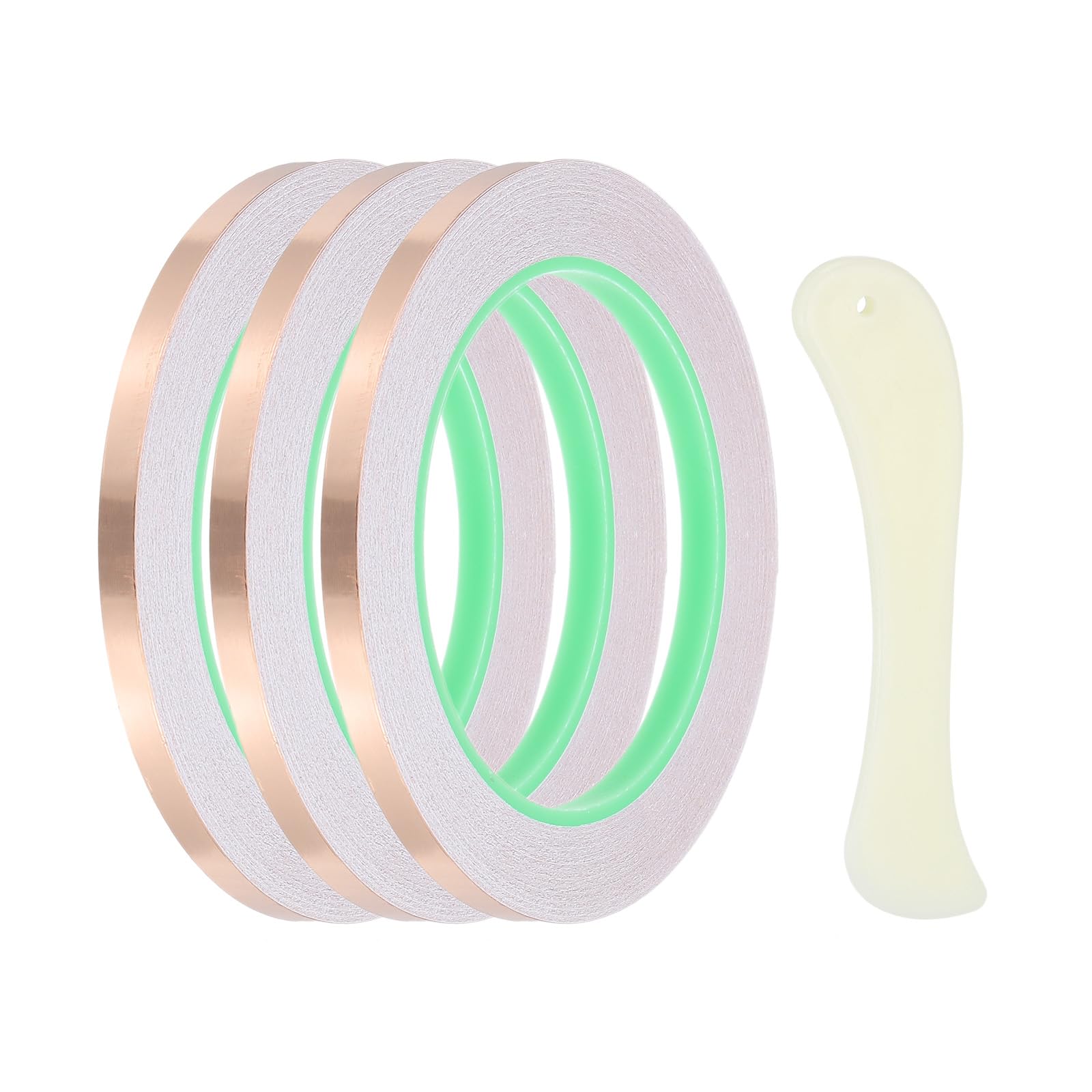 PATIKIL 22 Yard 1/4 Inch Copper Foil Tape,3 Roll Copper Tape with Conductive Stained Glass Foil Tool with Scraper for Stained Tools DIY Crafting