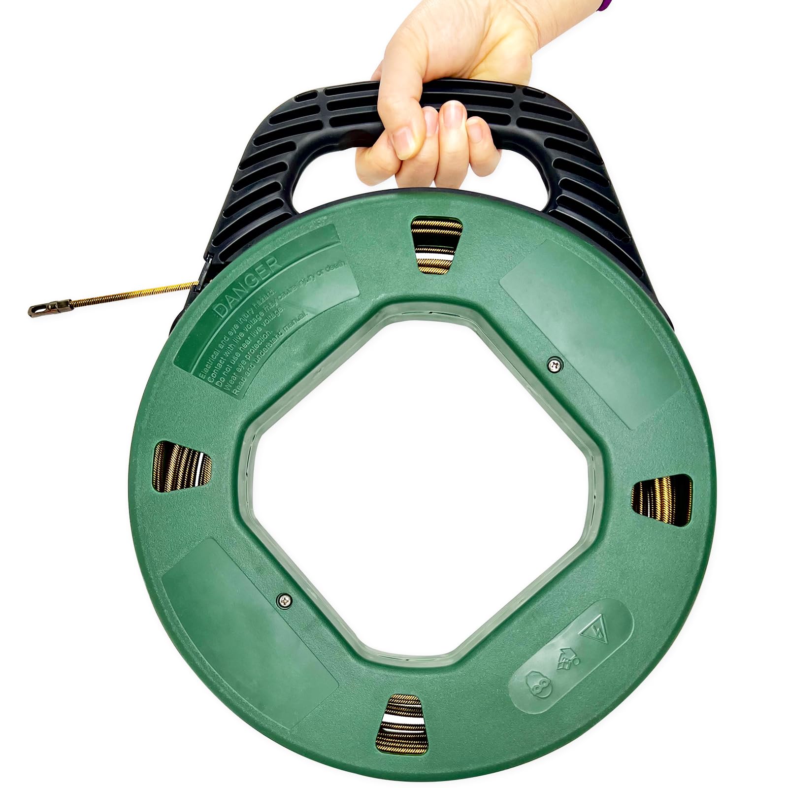 IRSCorp 4mm 100ft Fish Tape Reel Spring Cable Puller Cable Rods Shatterproof Case Electrical Cable Puller Through Wall Wire Guide Device Threader