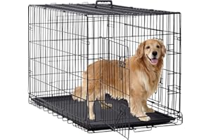 BestPet | Dog Crate | 48" | Black | Foldable Metal Kennel with Double Doors, Secure Slide-Bolt Latches, Leakproof Tray | Portable Dog Cage for Large Breeds | for Travel, Indoor & Outdoor Use