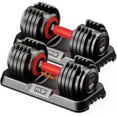 Fit Sir Adjustable Dumbbell Set, 10-in-1 25LB/50LB/90LB Ajustable Dumbbells with Safe Locking System, Enclosed Storage Tray, 1 Sec Fast Adjustment, Comfortable Non-Slip Textured Grip, Suitable for Home Gym Workouts Men and Women