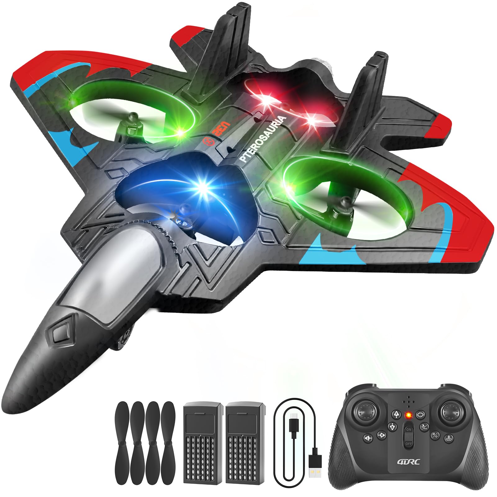 Photo 1 of 4DRC V32 Foam RC Planes Remote Control Airplanes for Kids Adults 8-16, RC Airplane Drone Helicopter with Light, 360° Flip Fighter Jet Toys, Stunt Roll, Airplane Toy Gifts for Kids Adults Beginners