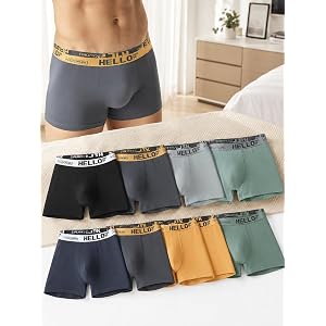10 Pack Mens Underwear Boxer Briefs, Cotton Blend Closed Pouch Underpants, Breathable Trunks in Multi Color Assortment