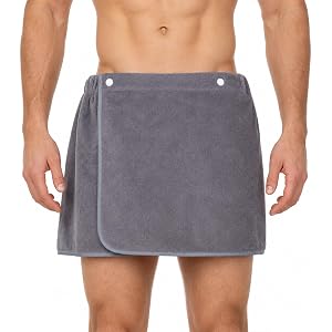 Mens Soft Wearable Bath Towel Shorts Microfiber Loincloth for Men | Adjustable Mens Short Towel Wrap Pants Soft Side Split Ba