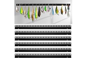Halloscume 6 Pcs Fishing Lure Display Storage Racks 30 Holes Wall Mount Metal for Spinner Baits Fishing Spoons Lures Organize and Decoration with 20 Hooks and 12 Screws