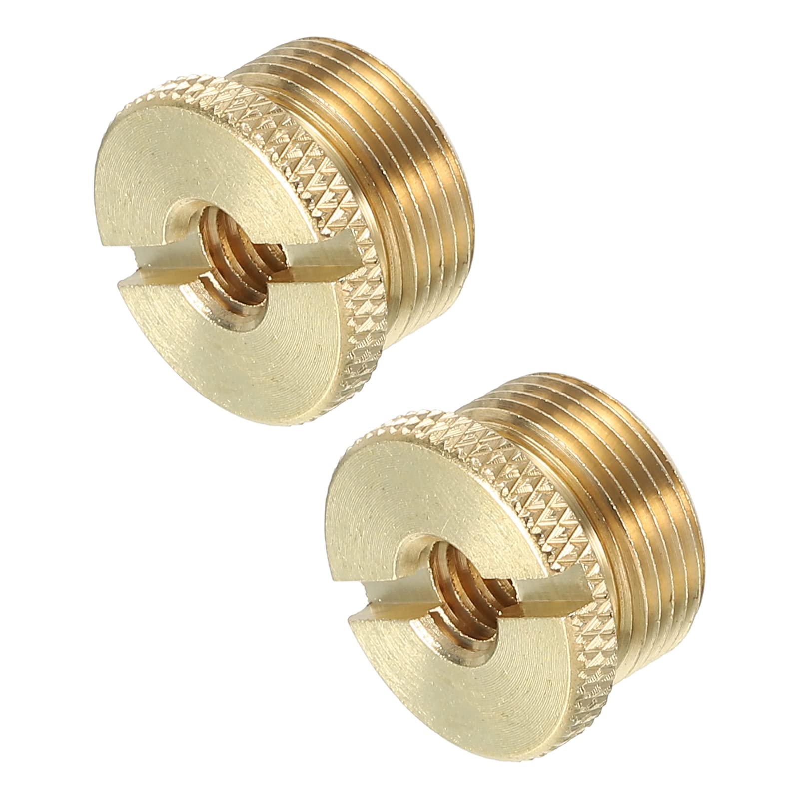 PATIKIL Mic Stand Adapter 1/4 Female to 5/8 Male Brass Mic Screw Adapter for Microphone Tripod Stand Gold 2 Pack