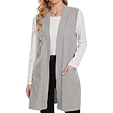 Beautiful Nomad Sleeveless Cardigans for Women Long Sweater Vest Jacket Ribbed Outerwear Coat with Pockets