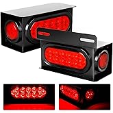 Cyfie Trailer Light Boxes, 2PCS Steel Waterproof Trailer Tail Lights with 2 Inch Red Round Side Marker Lights and 6 Inch Oval