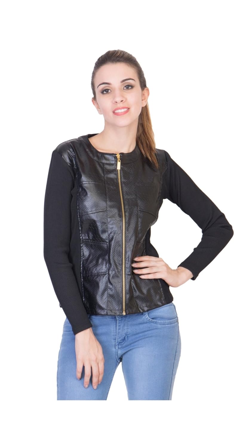 raabta fashion women's faux leather jacket (rjw2022, black, medium)