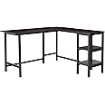 ZINUS Luke 53 Inch Black Metal Corner Desk with Storage Shelves, L-Shaped Computer Desk, Office Desk, Easy, Bolt Free Assembly, Medium, Espresso