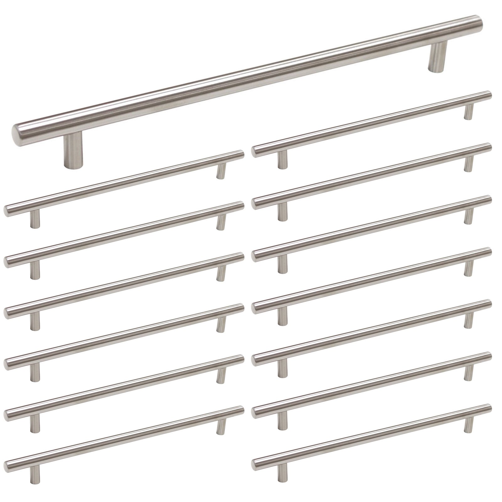 Photo 1 of homdiy 15 Pack Kitchen Cabinet Handles Brushed Nickel Pulls for Cabinets - HD201SN Contemporary Cabinet Handle Pull Cabinet Door Handle Straight Bar Pull Stainless Steel, 10in Hole Centers