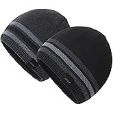 OMECHY Mens Winter Warm Knitting Hats Plain Skull Beanie Cuff Toboggan Knit Cap