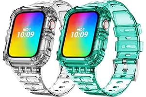 ABELTA Compatible for Apple Watch Band 38mm 40mm 41mm 42mm 44mm 45mm with Bumper Case Cover for Women Men, Clear Crystal Durable Sport Transparent Protective Band for Apple Watch Series 8 7 6 5 4 3 2 1 SE