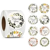500 Pack 1.5 Inch Round Thank You Stickers Roll, Premium Adhesive Labels for Small Business, Packaging, Gifts, Envelopes,Express Gratitude, Ideal for Customers, Handmade Goods, Durable & Easy Peel (E)
