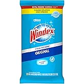 Windex Glass and Window Cleaner Wipes, Portable Cleaning, 38 Count | Pre-Moistened Glass &amp; Surface Wipes to Clean Windows, Mirrors, Glass Tabletops, Glass Stovetops &amp; More, Household Essentials