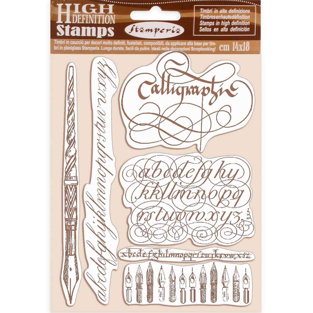 Stamperia HD Natural Rubber-Stamp Calligraphy, 14 x 18 cm