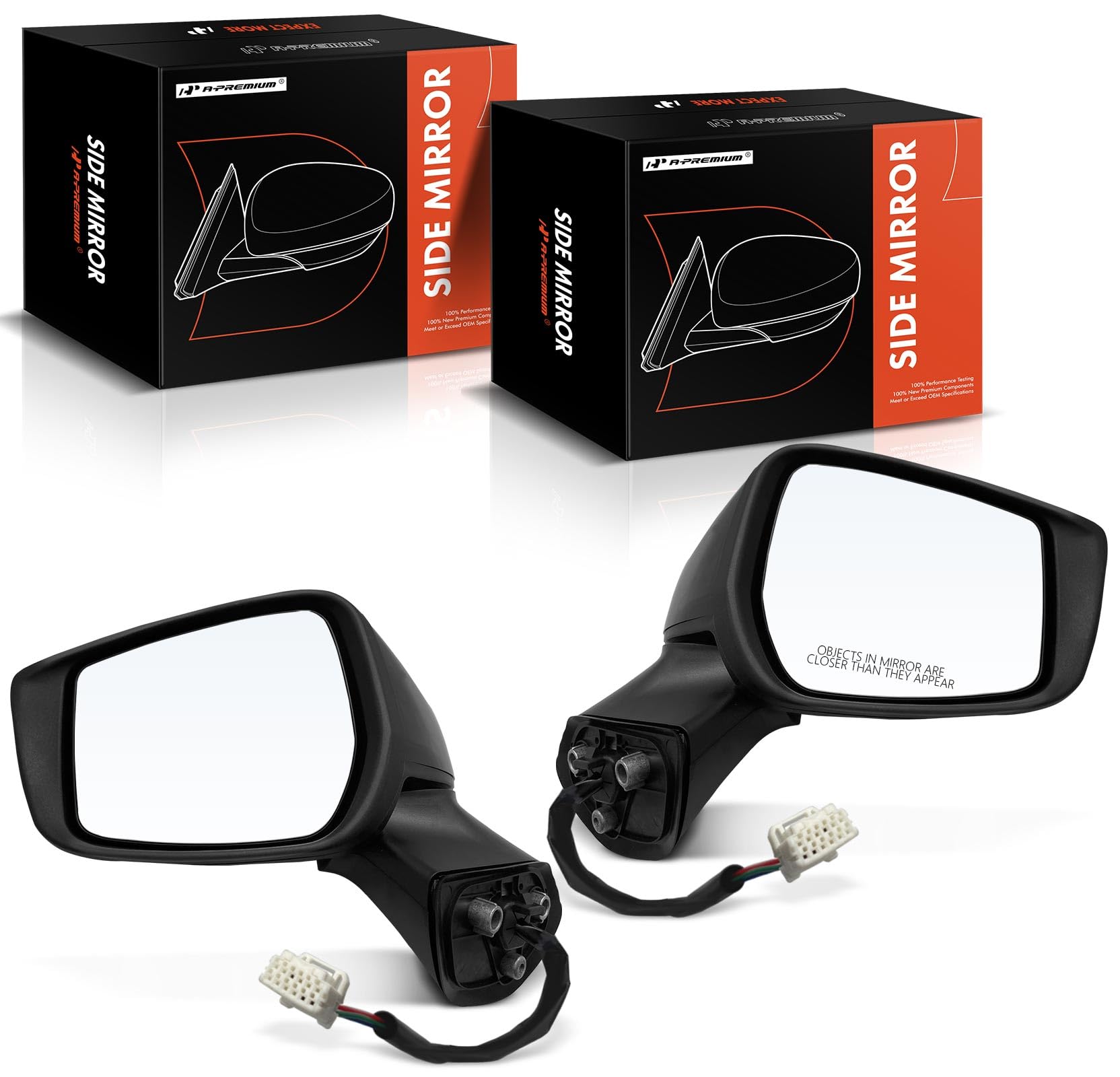 Photo 1 of A-Premium Pair (2) Driver and Passenger Side Power Door Mirror - Compatible with Nissan Versa Note 2015-2019 - Non-Heated Manual Folding Textured Black Outside Rear View Mirror - Replace# 963019MB0A