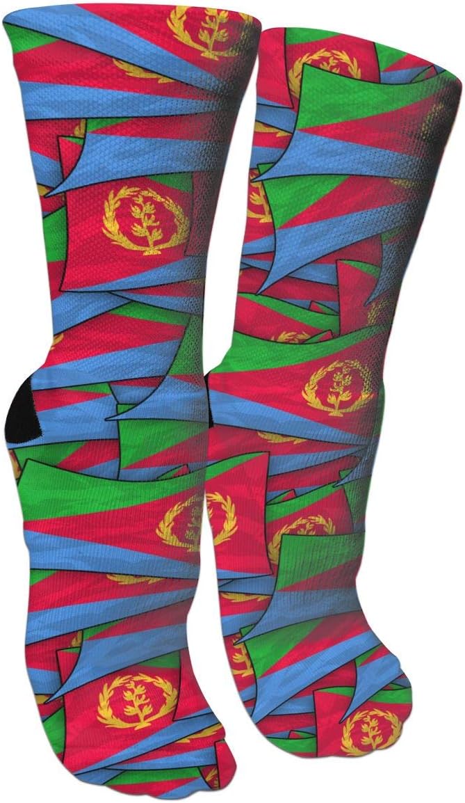 LALABULU Crazy Socks Eritrea Flag Wave Collage 3D Crew Socks