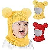 Baby Winter Hat Scarf Set 2 Pack, Toddler Beanie Hats Girl Boy with Neck Warmer, Beanie for Kids Knit Warm for Cold Weather