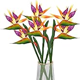 Bacucine Bird of Paradise Artificial Plant 6Pcs Rubber Strelitzia Artificial Flowers Bouquet Tropical Flowers for Home Garden Office Wedding Party Decor (Yellow)