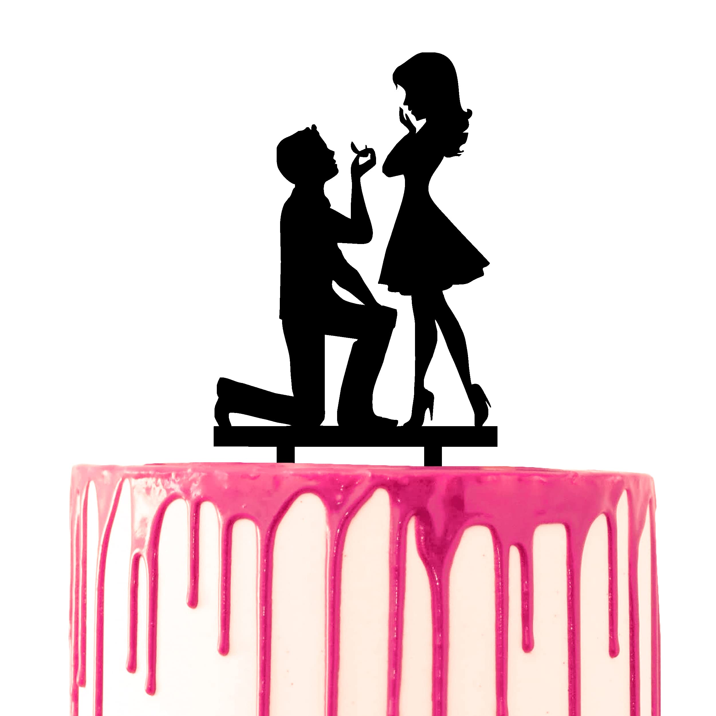 CARISPIBET decorating cake topper groom proposing to bride engagement cake decorative tool acrylic silhouette