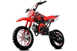 NAKTO 50cc Dirt Bike for Kids, 2-Stroke Gas Power Motorcycle, Off-Road Mini Dirtbike Kids 8-14 with Dual Disc Brakes and Shock Absorption Up to 25 MPH, Easy Pull Start (Red)