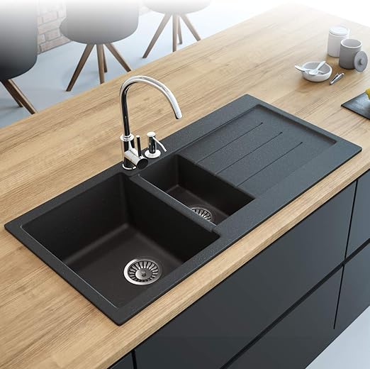 Black Kitchen Sink Lavello Decoro 150lt 39 Granite Sink Composite