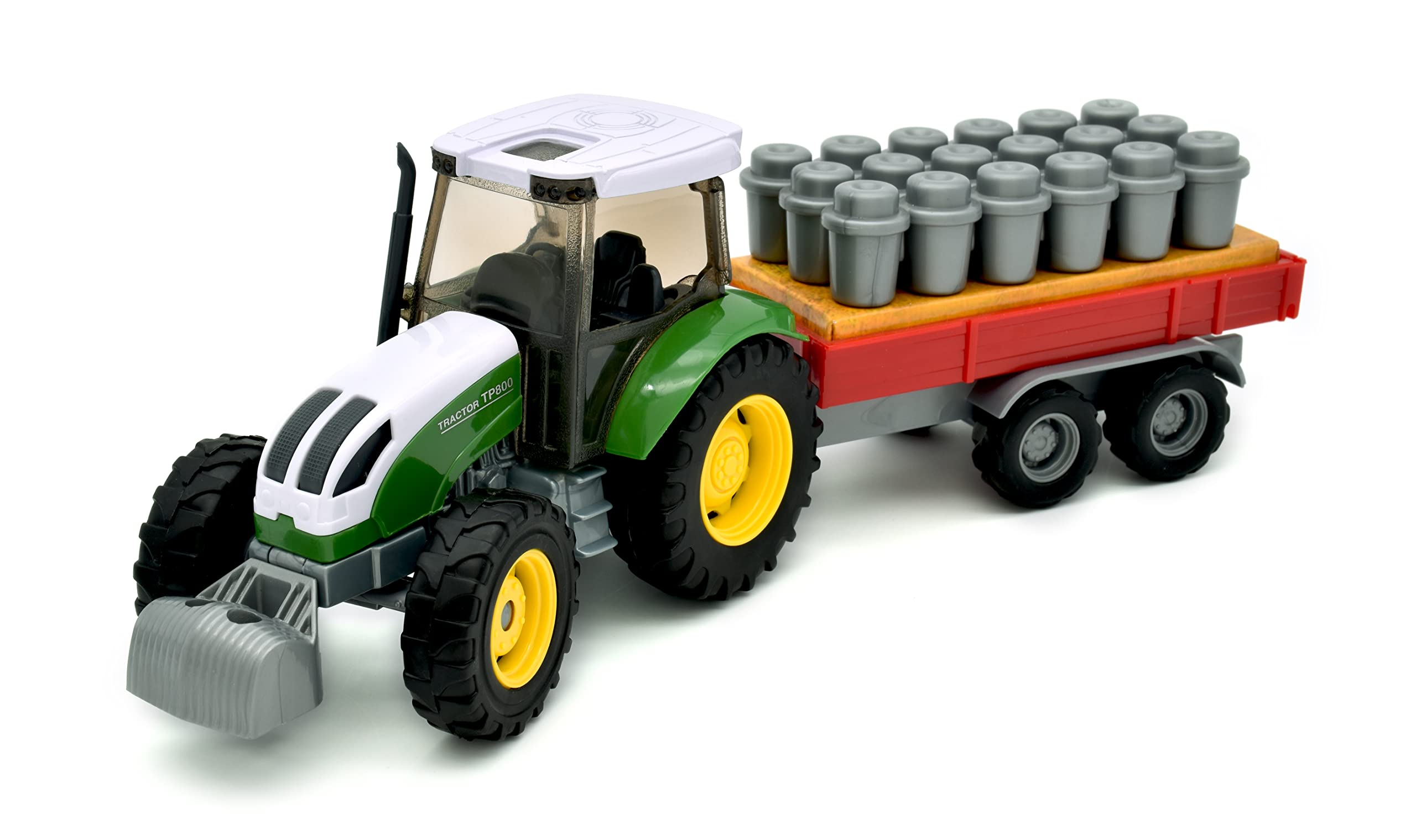 CLASSIC COUNTRY from Peterkin | Tractor & Trailer Toy Vehicle | 28cm Green Tractor with opening bonnet and detachable urn trailer and free wheeling action | 1:32 Scale | Diecast Vehicles | Ages 3+