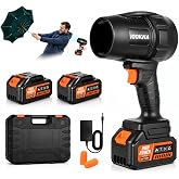 Leaf Blower Cordless, Electric Handheld Blower for Lawn Care-Citrus Orange | 990,000 RPM with 2 x 4.0Ah Batteries &amp; Fast Charger, Small Lightweight Blowers for Yard, Leaves, Dust, Patio, Car Cleaning
