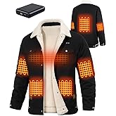HEEKPEK Heated Jacket for Men with 18400mAh Long-Lasting Battery, 5-Zone Heated Sherpa Lined Coat for Outdoor Winter