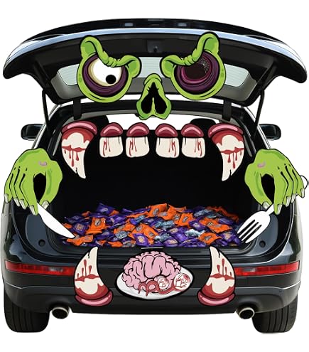 MM MEGIJAAKI Halloween Trunk Or Treat Car Decorations Kit – Witch Design With Spider – SUV & Garage Door Decor - View #4