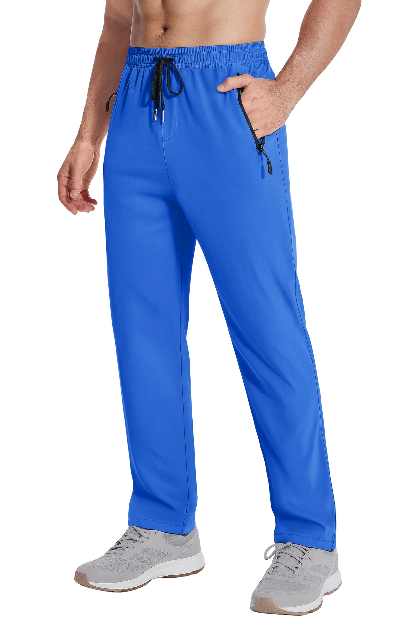 Photo 1 of MAGNIVIT Men's Elastic Waist Sweatpants Lightweight Comfy Stretch Work Pants Quick Dry Pants for Gym,Running ColorBlue 34