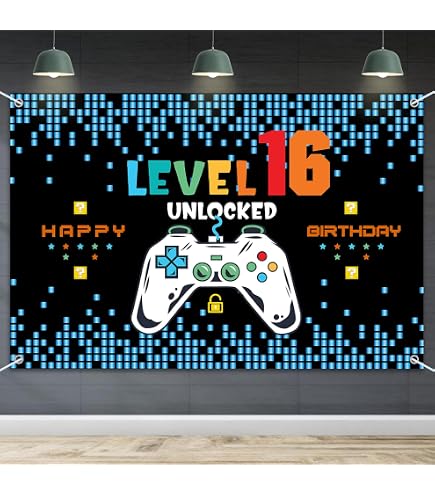 Amazon.com: Level 16 Unlocked Happy 16 Birthday Level Up Banner