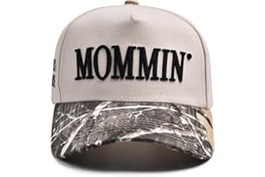 ASADOVCE Mommin Trucker Hat for Women Embroidered Mom Baseball Cap Adjustable Canvas Vintage Hat for Casual Wear