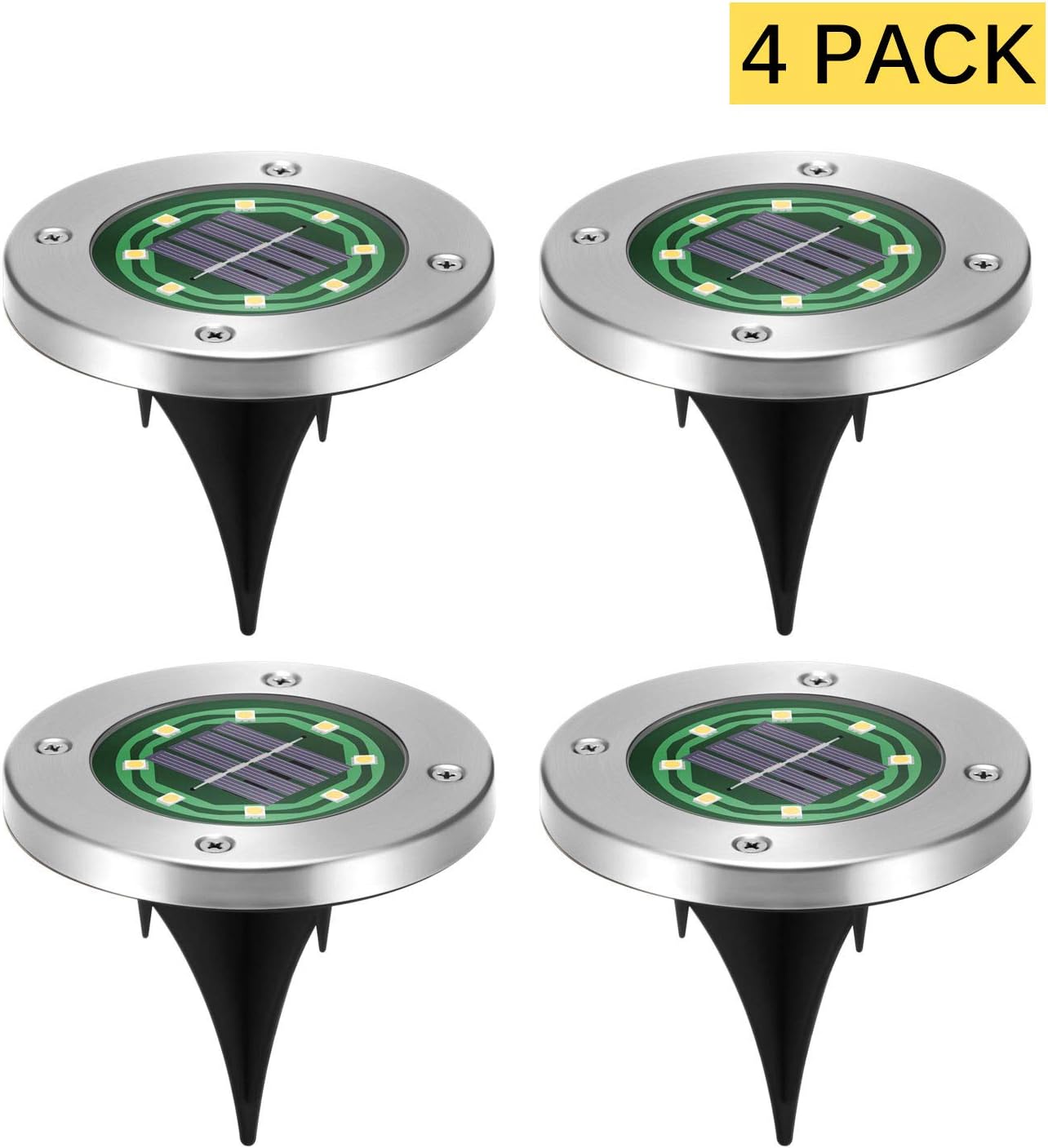 Solar Disk Light Outdoor InGround 8 Led Solar Ground