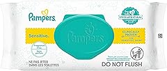 Pampers Sensitive Baby Wipes - 56 Count, Water Based, Hypoallergenic and Unscented (Packaging May Vary)