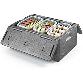 VEVOR Collapsible Insulated Food Warmer, 40 Qt Non-Electrical Thermal Carrier, Lightweight and High-Rigidity EPP Hot Box, for Delivery, Transport, Catering BBQ Event, Keeps Warm/Cold 4 Hours (Gray)