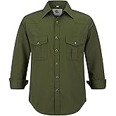 COEVALS CLUB Men's Western Cowboy Long Sleeve Pearl Snap Casual Work Shirts