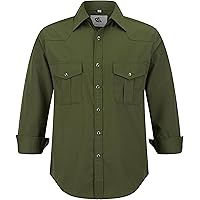 Coevals Club Men's Western Pearl Snap Shirt - Long Sleeve Plaid Work Shirt With Two Pockets - View #4